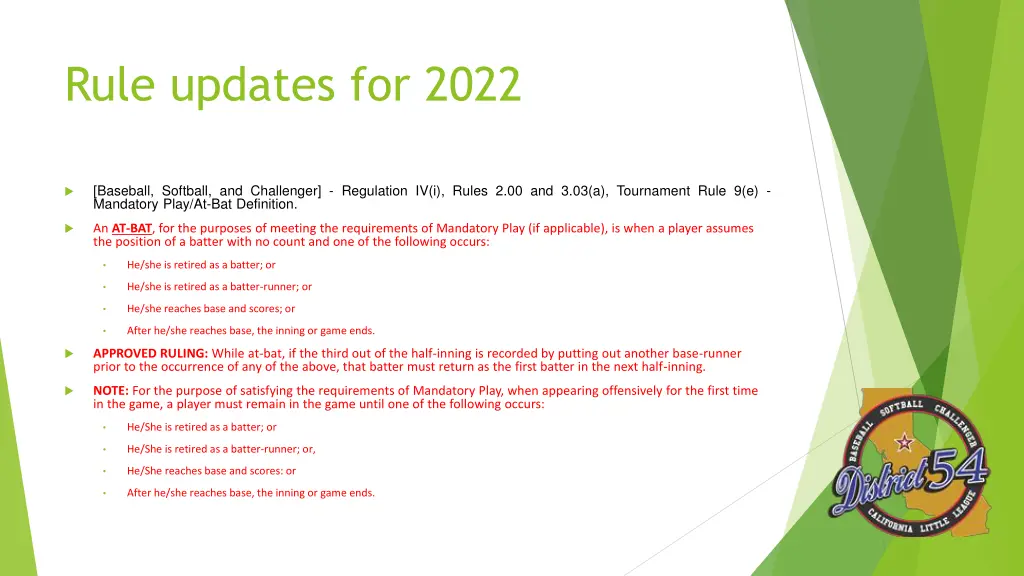 rule updates for 2022