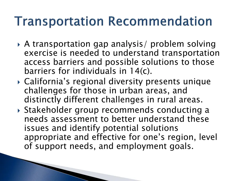a transportation gap analysis problem solving
