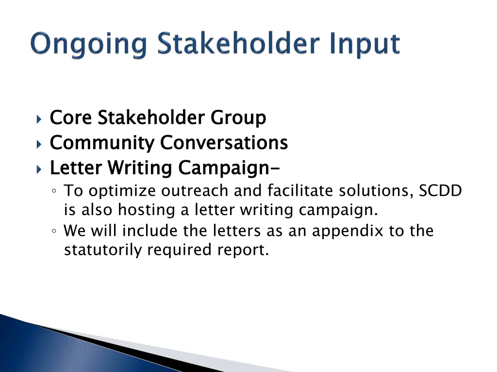 core stakeholder group community conversations