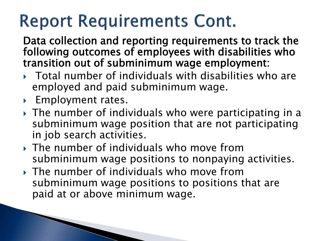 data collection and reporting requirements