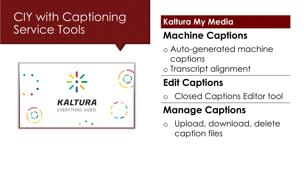 ciy with captioning service tools