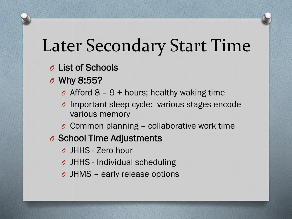 later secondary start time