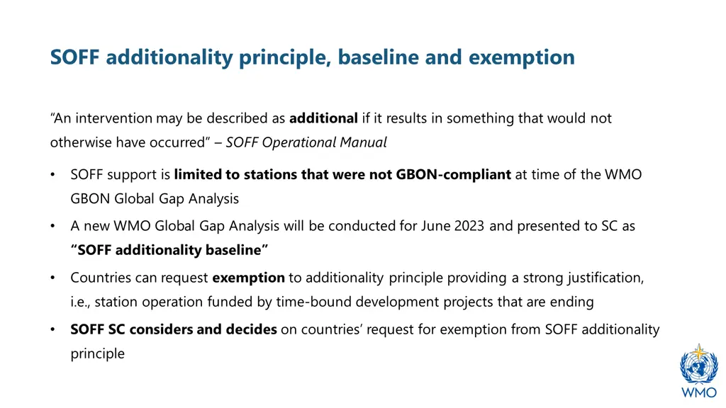 soff additionality principle baseline