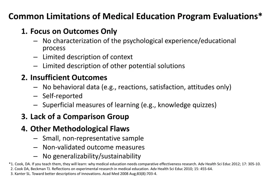common limitations of medical education program