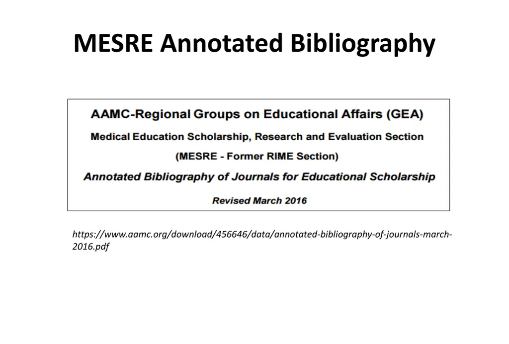 mesre annotated bibliography