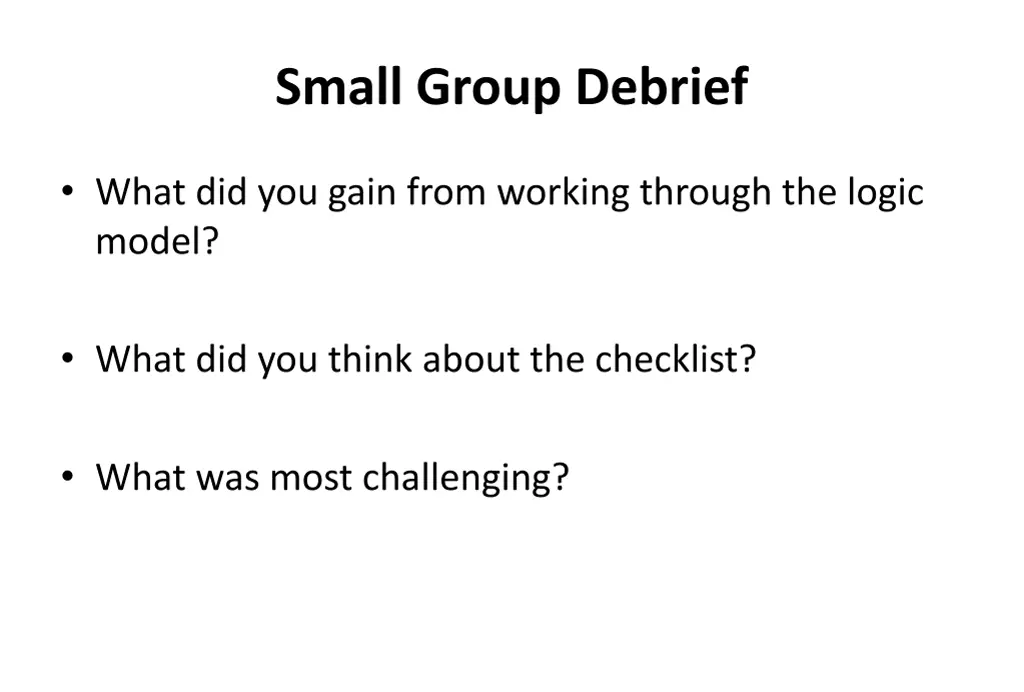 small group debrief