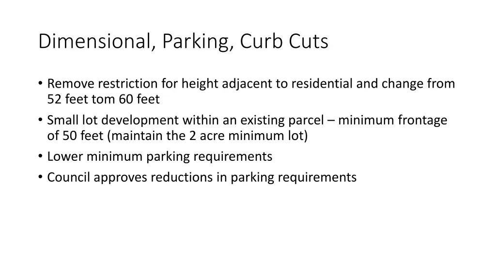 dimensional parking curb cuts