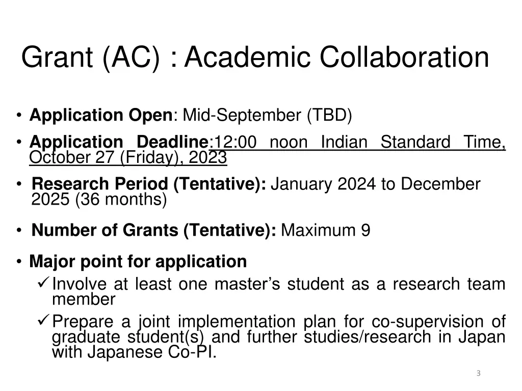 grant ac academic collaboration
