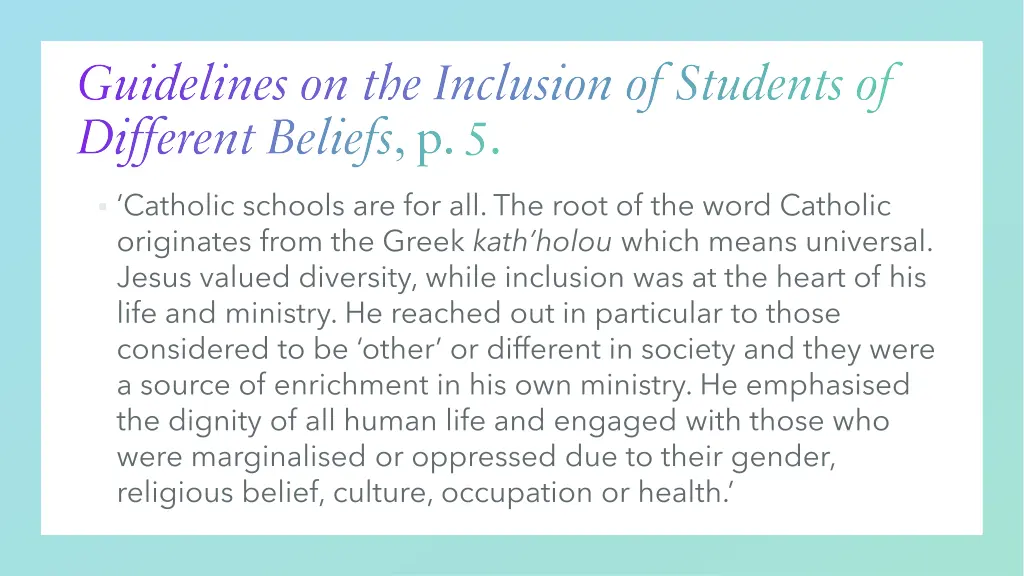 guidelines on the inclusion of students