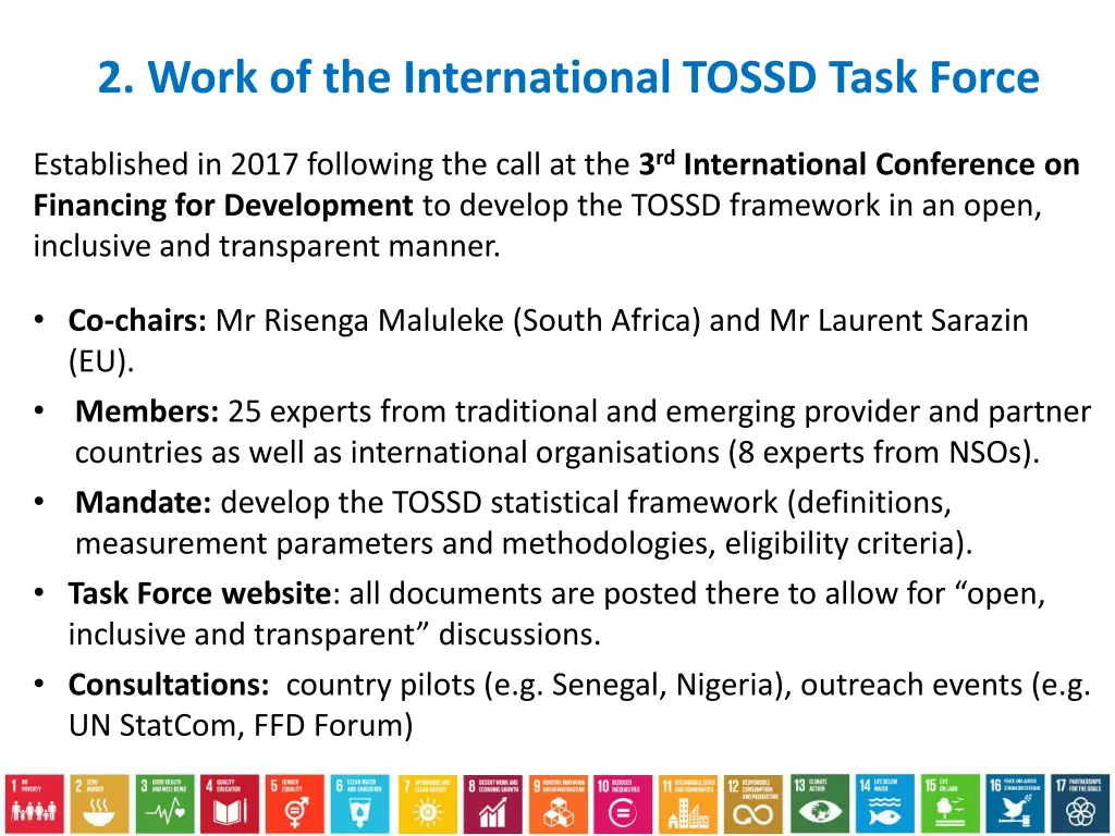 2 work of the international tossd task force