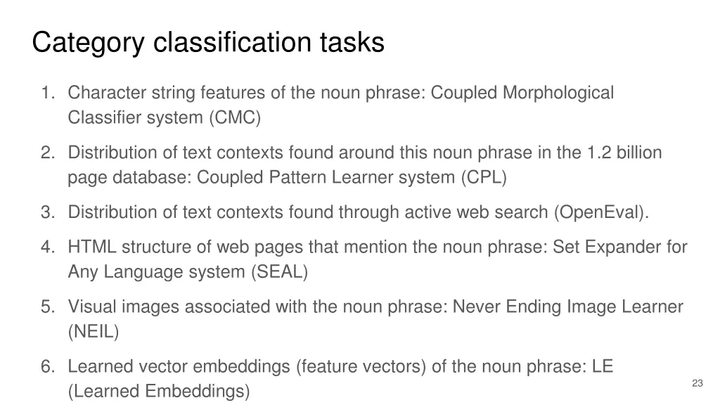 category classification tasks