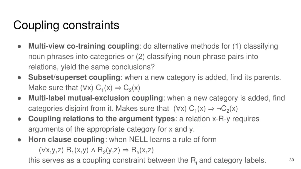 coupling constraints