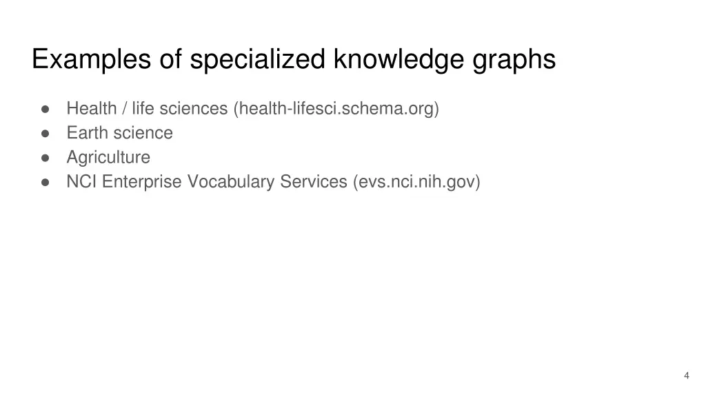 examples of specialized knowledge graphs