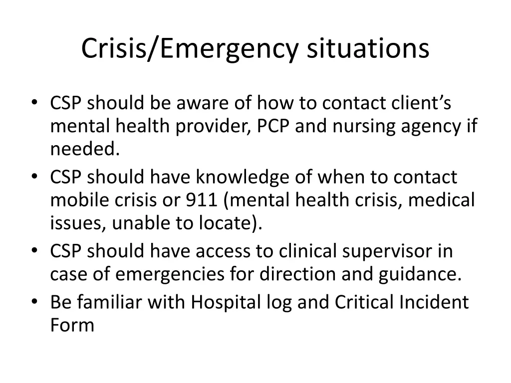 crisis emergency situations