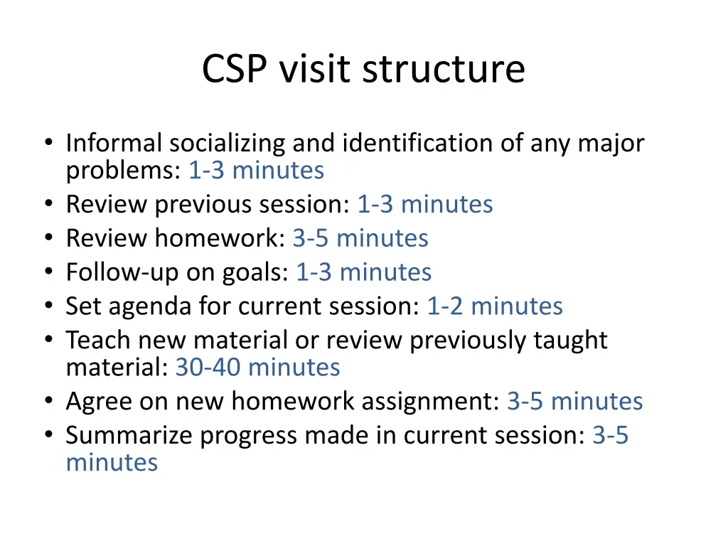 csp visit structure