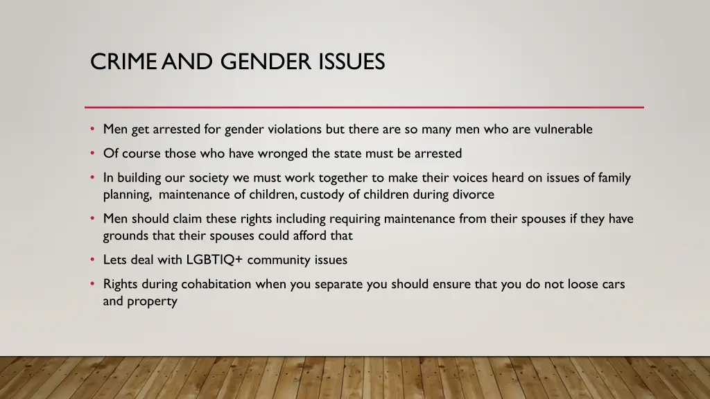 crime and gender issues