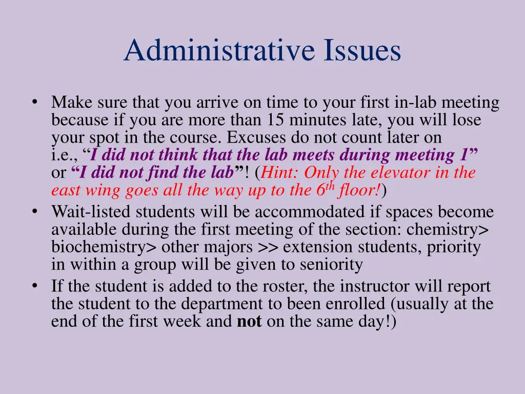 administrative issues
