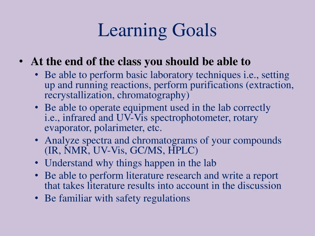 learning goals