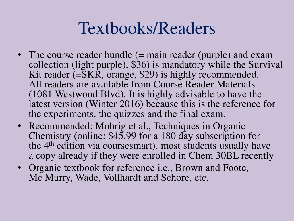 textbooks readers