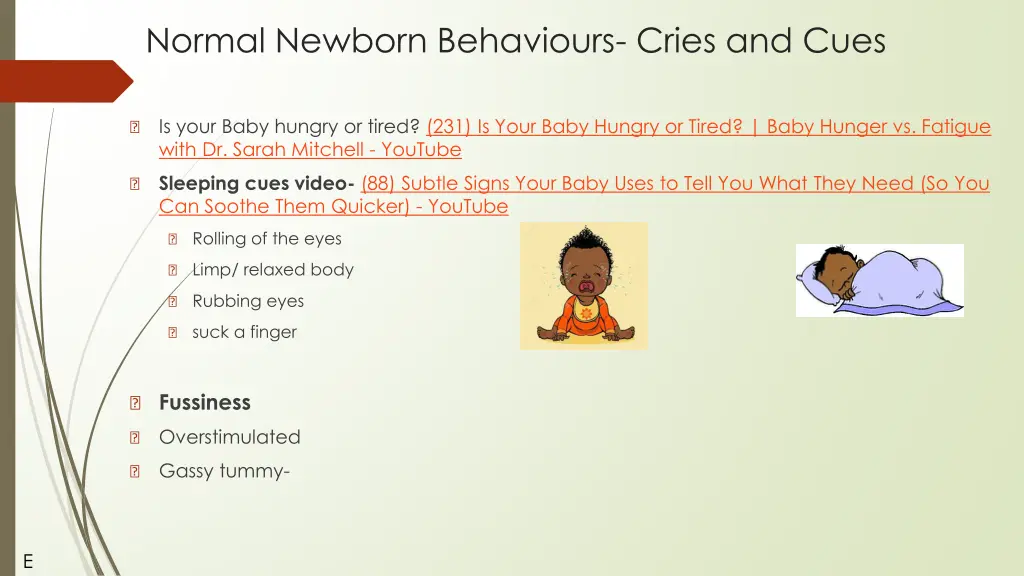 normal newborn behaviours cries and cues