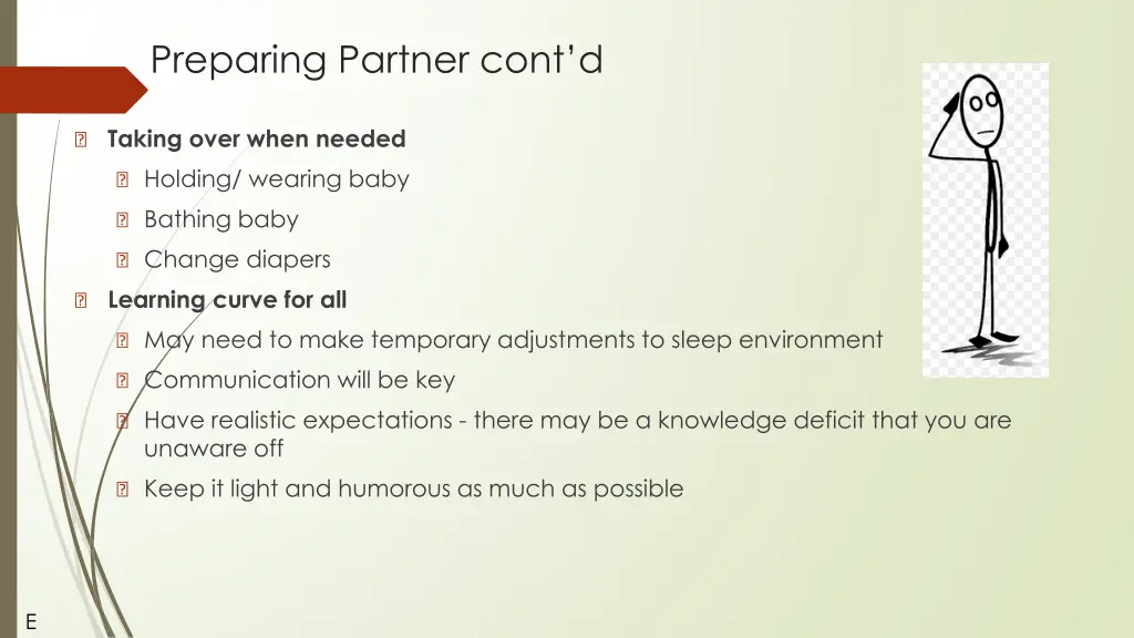 preparing partner cont d