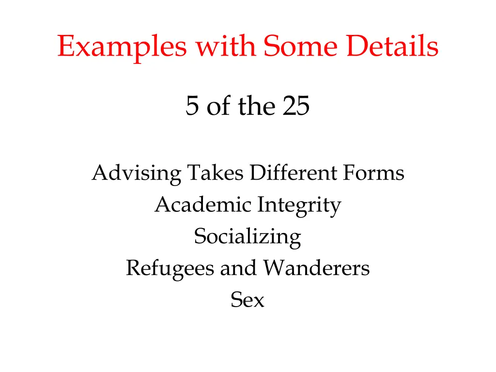 examples with some details