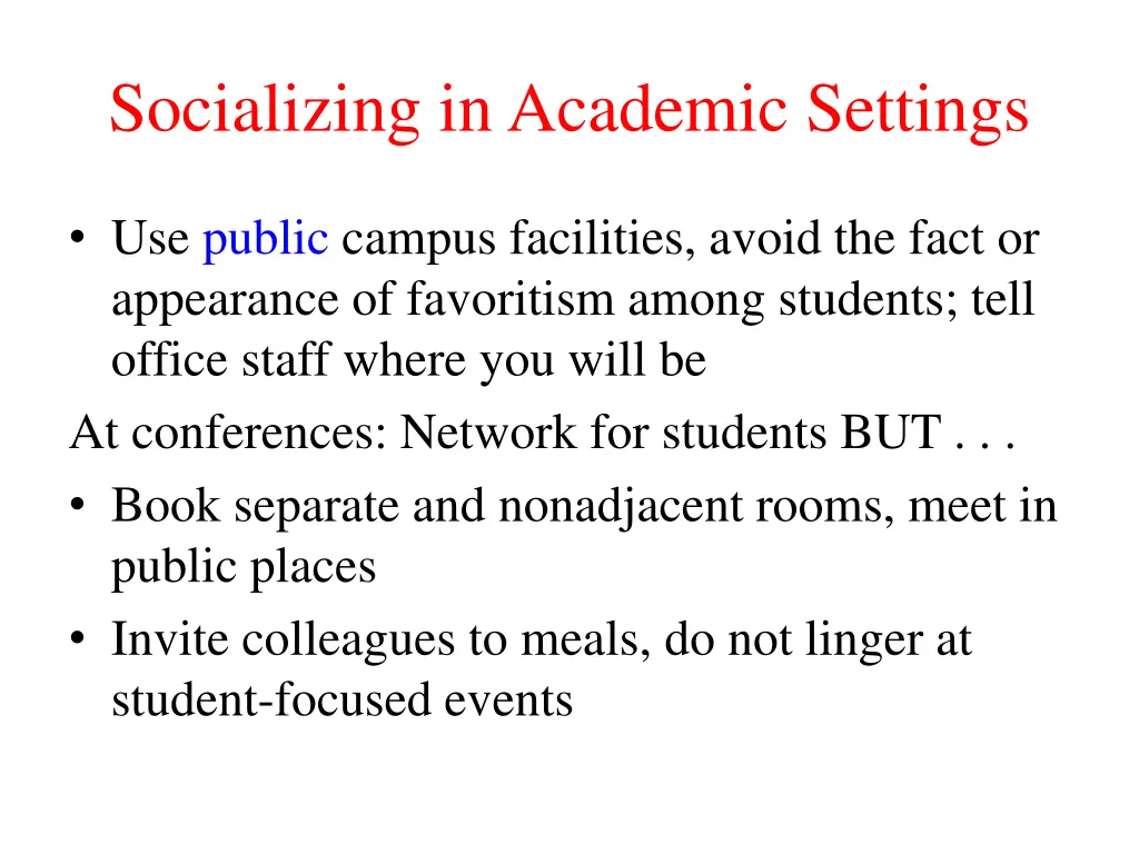 socializing in academic settings