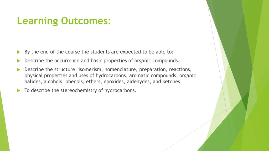 learning outcomes