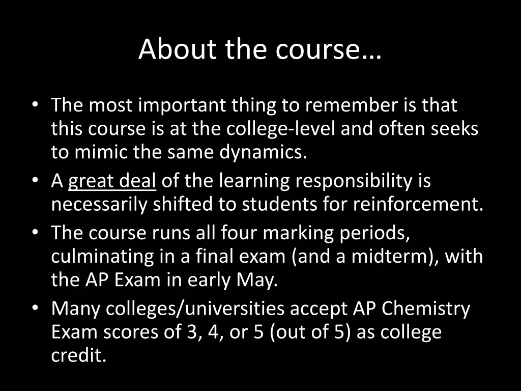 about the course