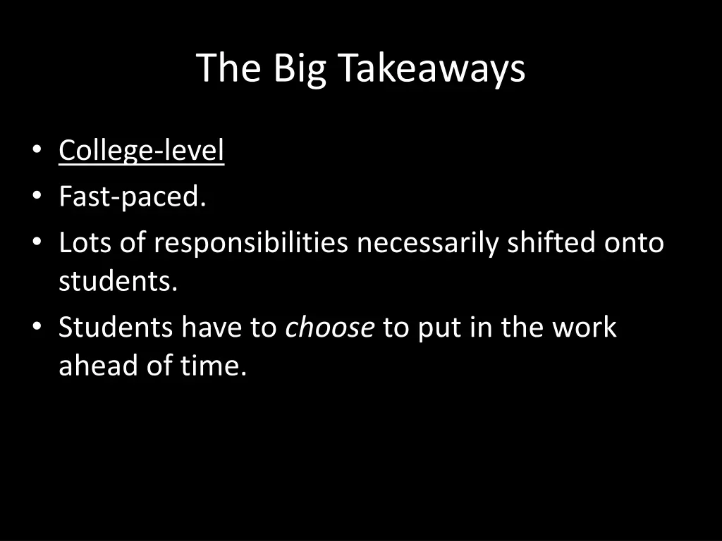 the big takeaways