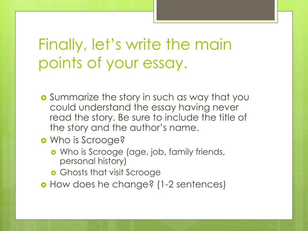 finally let s write the main points of your essay