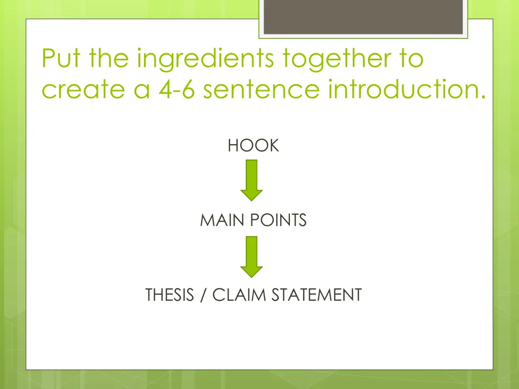 put the ingredients together to create