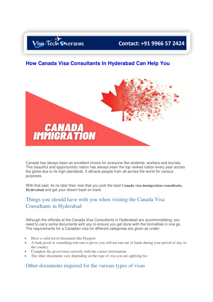 how canada visa consultants in hyderabad can help