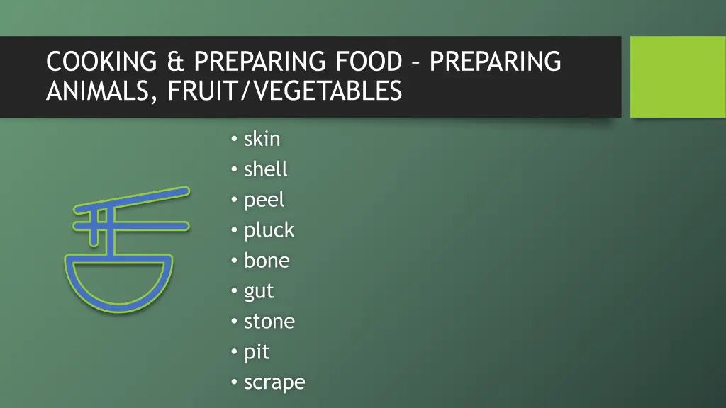 cooking preparing food preparing animals fruit