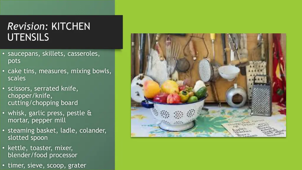 revision kitchen utensils 1