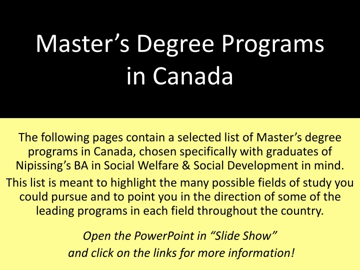 master s degree programs in canada