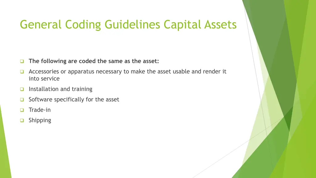 general coding guidelines capital assets