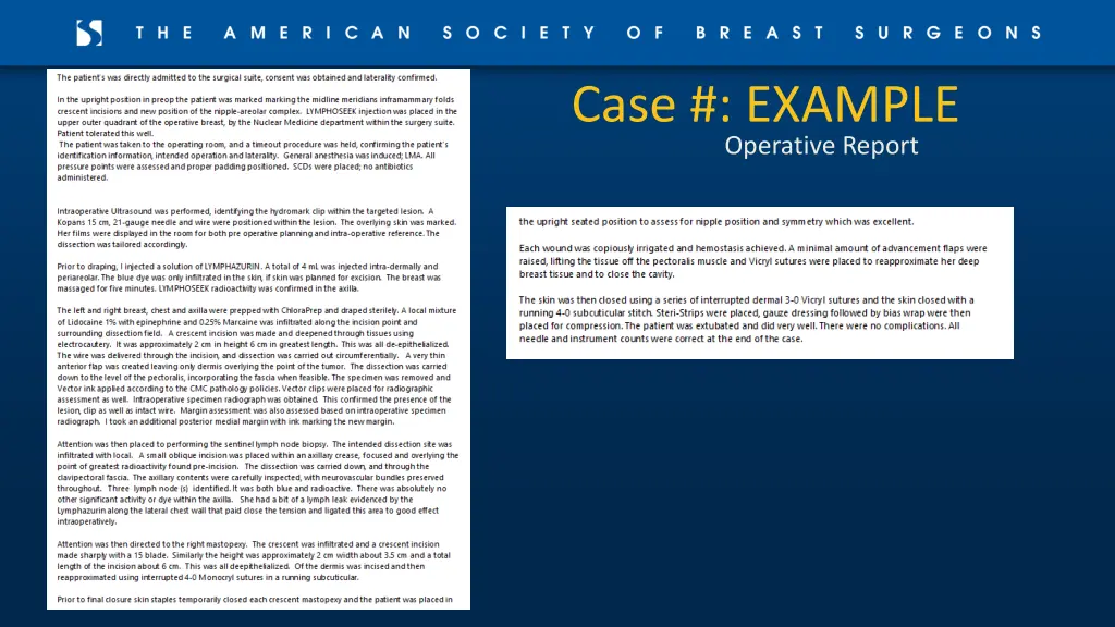 case example operative report
