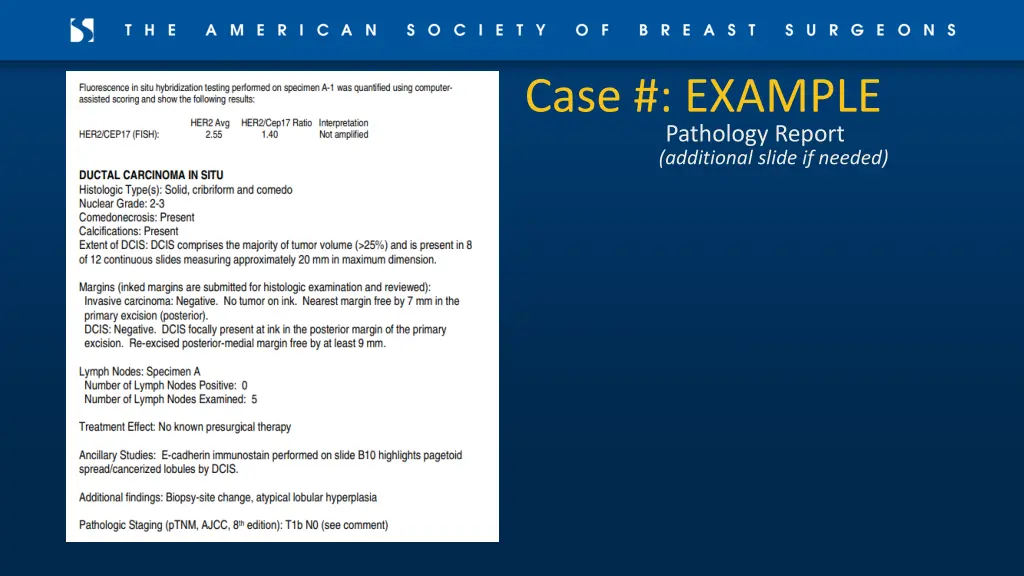 case example pathology report additional slide