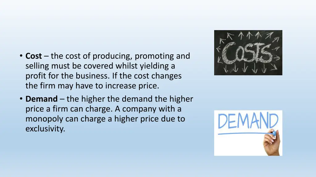 cost the cost of producing promoting and selling