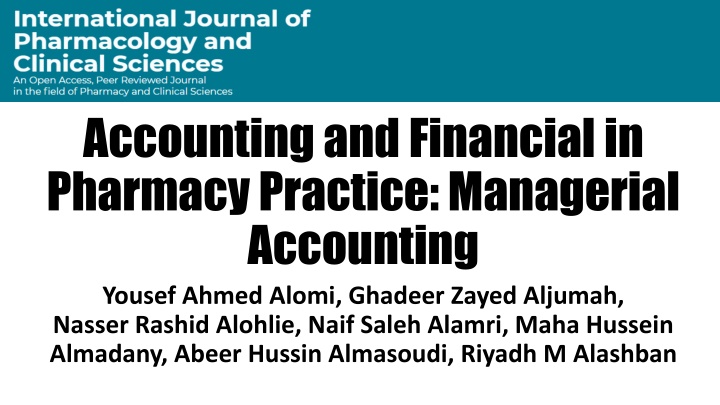 accounting and financial in pharmacy practice
