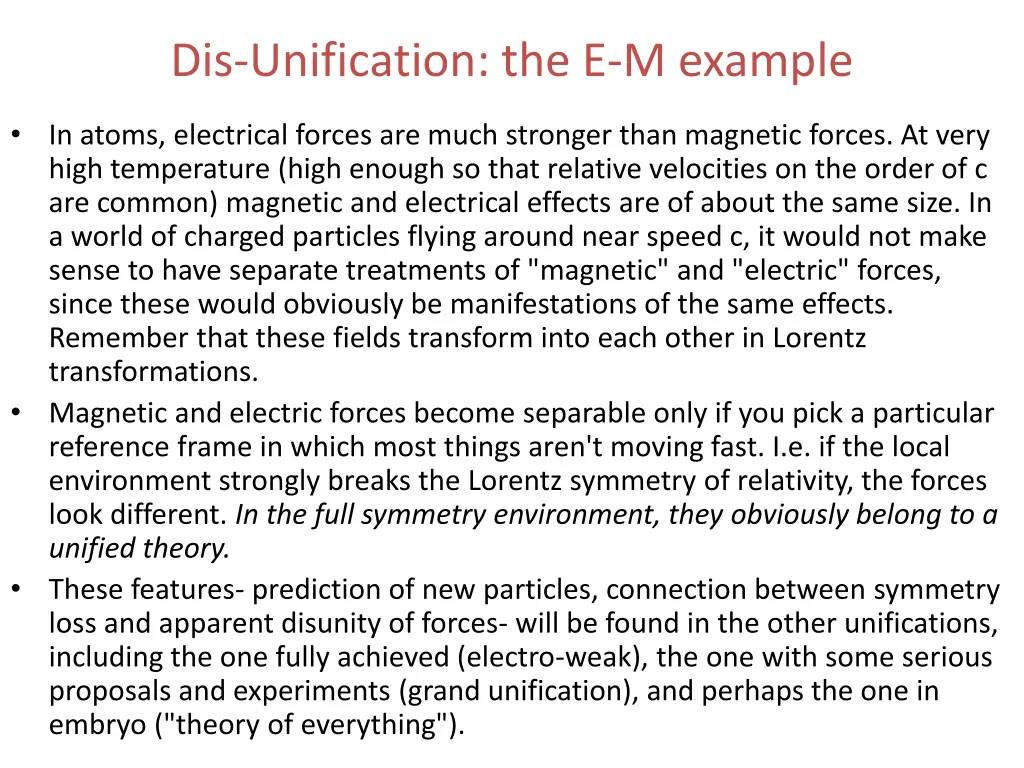 dis unification the e m example