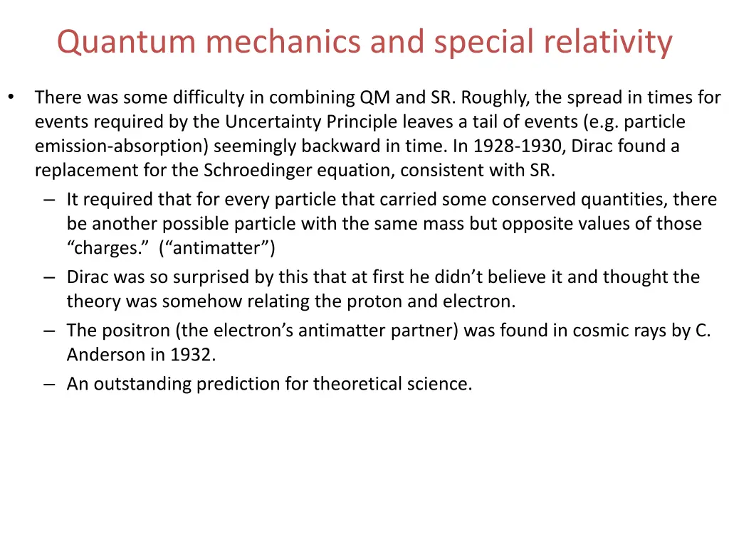 quantum mechanics and special relativity