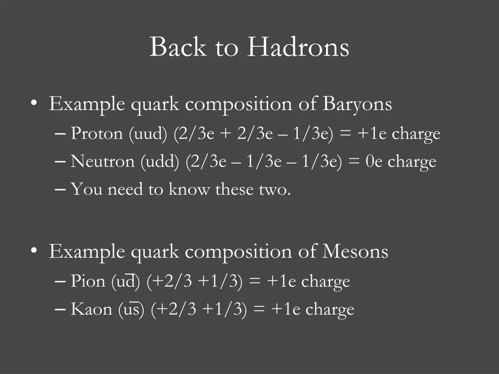 back to hadrons