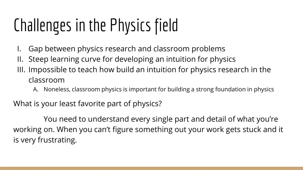 challenges in the physics field