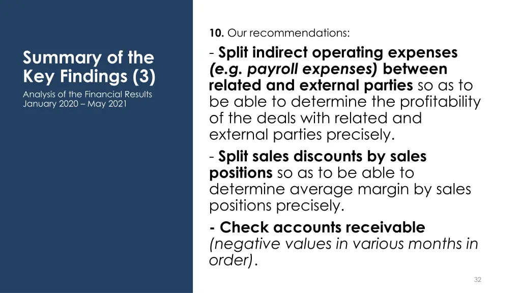 10 our recommendations split indirect operating