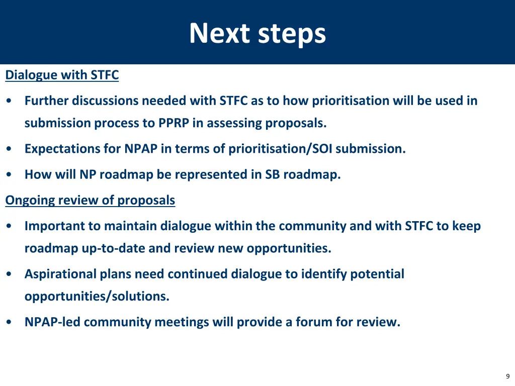 next steps