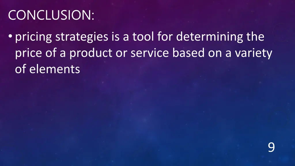 conclusion pricing strategies is a tool