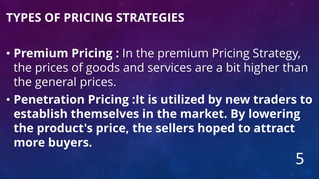 types of pricing strategies