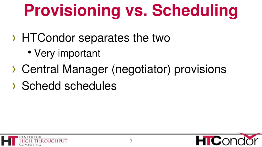 provisioning vs scheduling